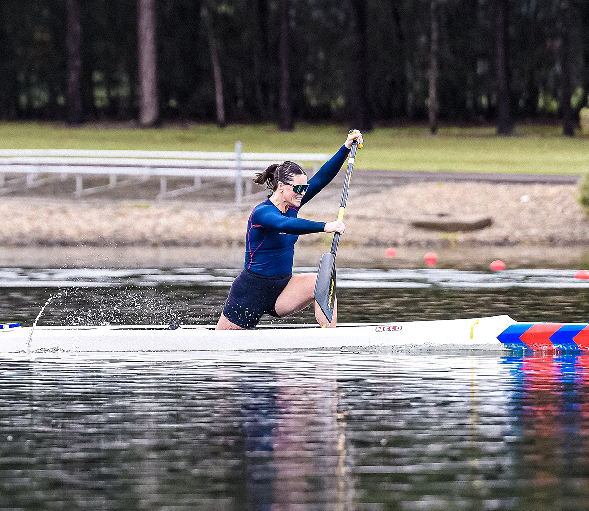 Canoeist racing